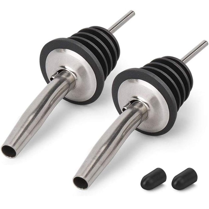 BALTRE 2PCS Stainless Steel Pourers, Speed Liquor Bottle Pourer, Olive Oil and Vinegar Tapered Stopper Spout, Suitable for About 3/4" Bottle Mouth, Olive Oil Spout with Sealed Dust Caps - Image 1
